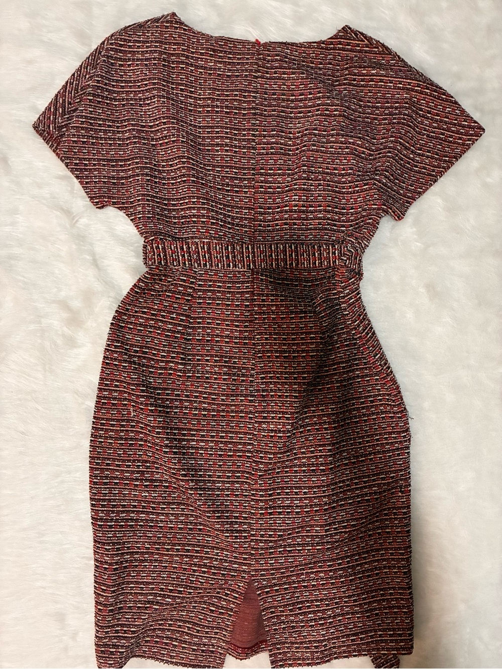 Multicolored Red Textured Midi Dress